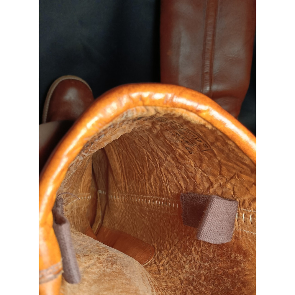 RARE Miss Capezio 70s Campus Brown Tall Leather Boots size 7 M Wood Heel USA - Picture 9 of 10